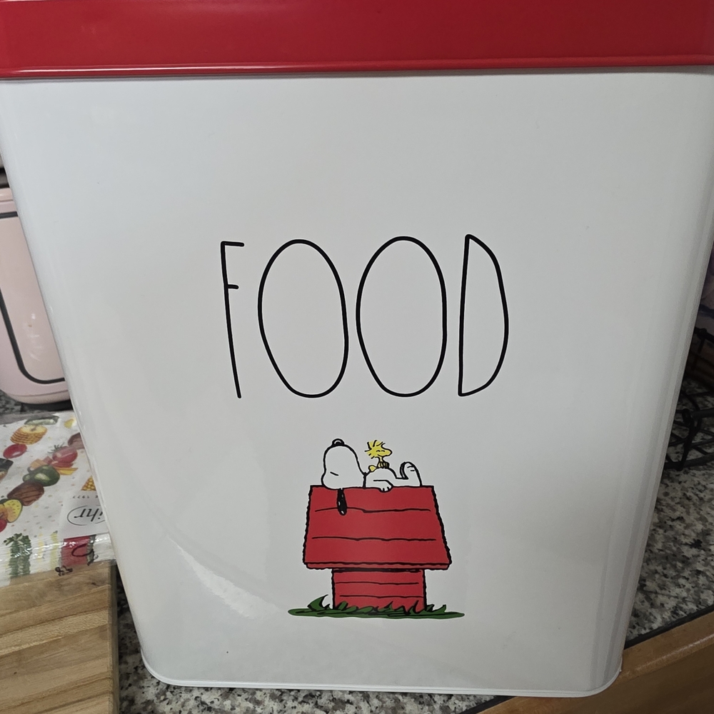 Rae Dunn Red and White Dog Food Container